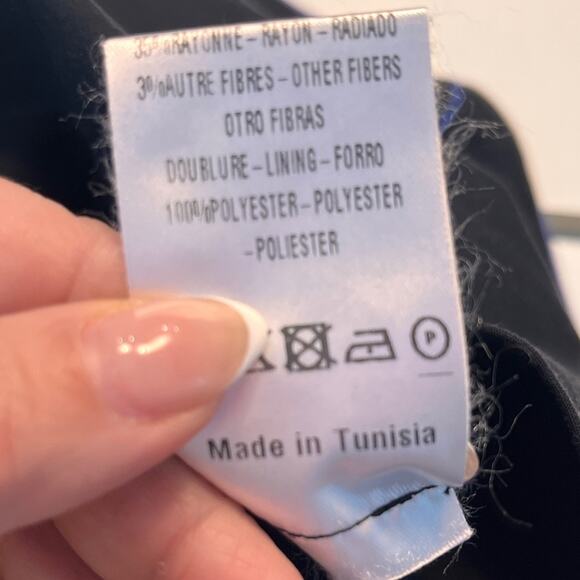 Sandro Paris Black Strapless Mini Dress with Blue Trim 2 - Picture 7 of 9